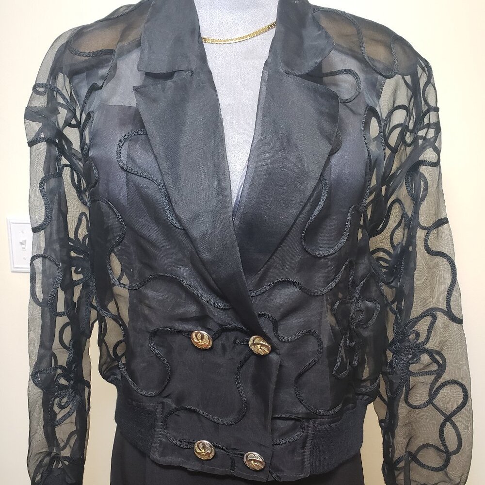 Sheer Double Breasted Organza Bomber Jacket/ Blouse by Joseph Lee